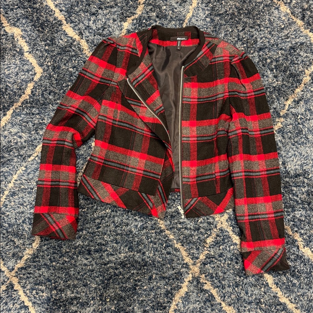 She said… Women Red Plaid Woolen Jacket